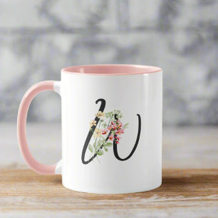 Modern Snyggt Brev W Black Script-Blommigt Mugg