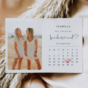 Modern Snyggt Bridesmaid Frieri fotokalender Inbjudningar