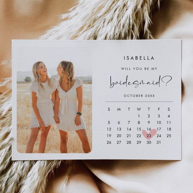 Modern Snyggt Bridesmaid Frieri fotokalender Inbjudningar (Skapare uppladdad)
