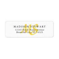 Modern Snyggt Bright Gult Push Script Monogram