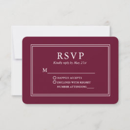 Modern Snyggt Bröllop Burgundy OSA Kort