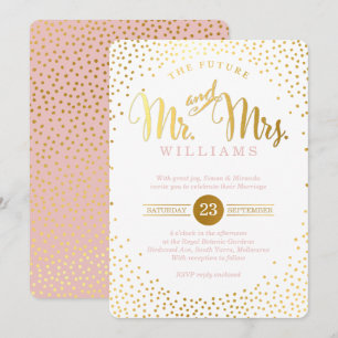 MODERN SNYGGT BRÖLLOP guld konetti spot rosa Inbjudningar