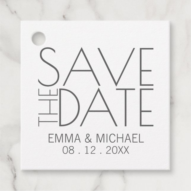 Modern Snyggt Bröllop spara datum Gåvor Etiketter (Framsida)