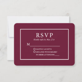 Modern Snyggt Burgundy Bröllop OSA Kort