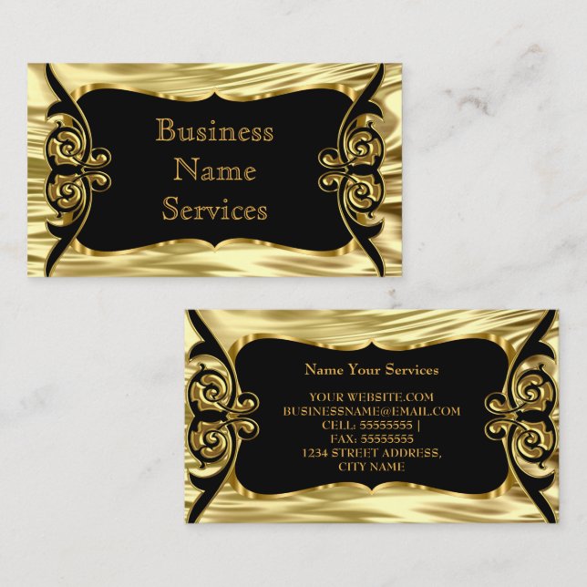 Modern Snyggt Business Deco Guld Black Visitkort (Fram/baksida)