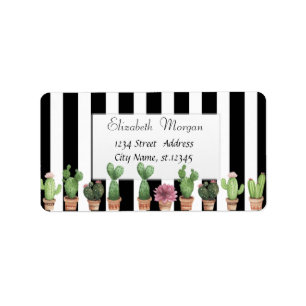 Modern Snyggt Cactus Black Rand Adressetikett