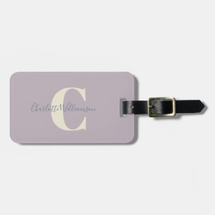 Modern Snyggt Calligraphy Monogrammed Dusty Lilac Bagagebricka