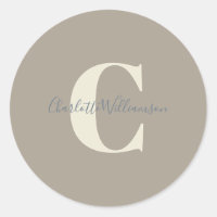 Modern Snyggt Calligraphy Monogrammed Namn Taupe