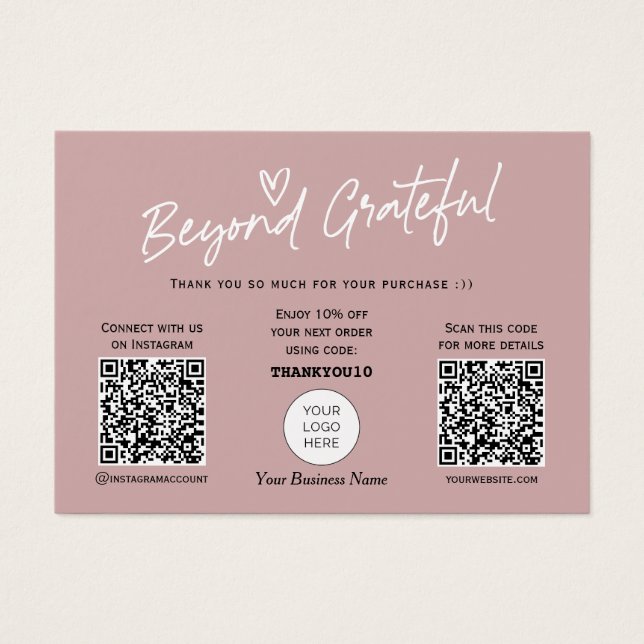 Modern snyggt calligraphy QR-kodtack för att du ko Visitkort (Framsidan)