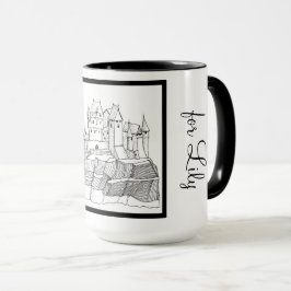 Modern Snyggt Castle Black and White Ringer 15oz Mugg