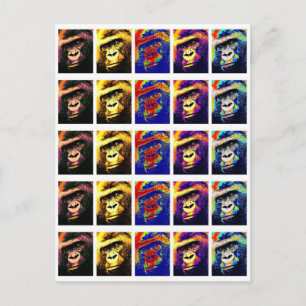 Modern Snyggt Chic Gorillas pop Art-kort Vykort