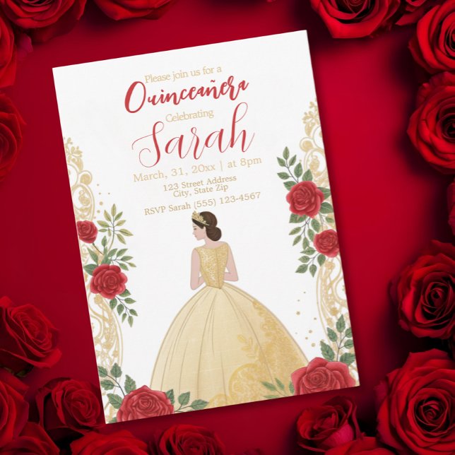 Modern Snyggt Chic Guld Blommigt  Birthday Inbjudningar (Skapare uppladdad)