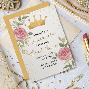 Modern Snyggt Chic Guld Blommigt Birthday Inbjudningar