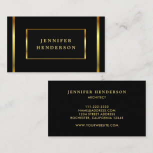 Modern snyggt chic svart och guld professionell bu visitkort