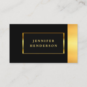 Modern snyggt chic svart och guld professionell visitkort