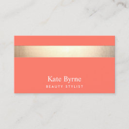 Modern Snyggt Coral i Guld Visitkort