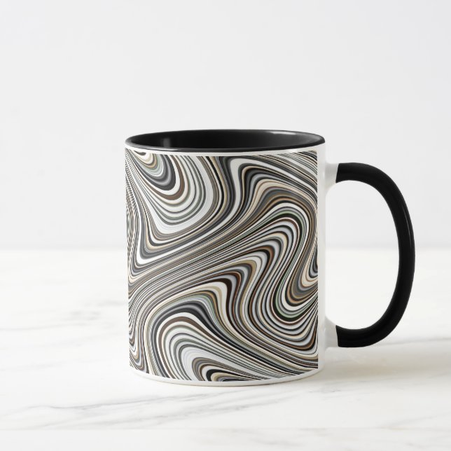 Modern Snyggt Curvy Abstrakt Mönster Mugg (Höger)