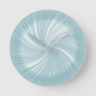 Modern Snyggt Cyan Blue Radiant Twirl Mönster Rund Klocka