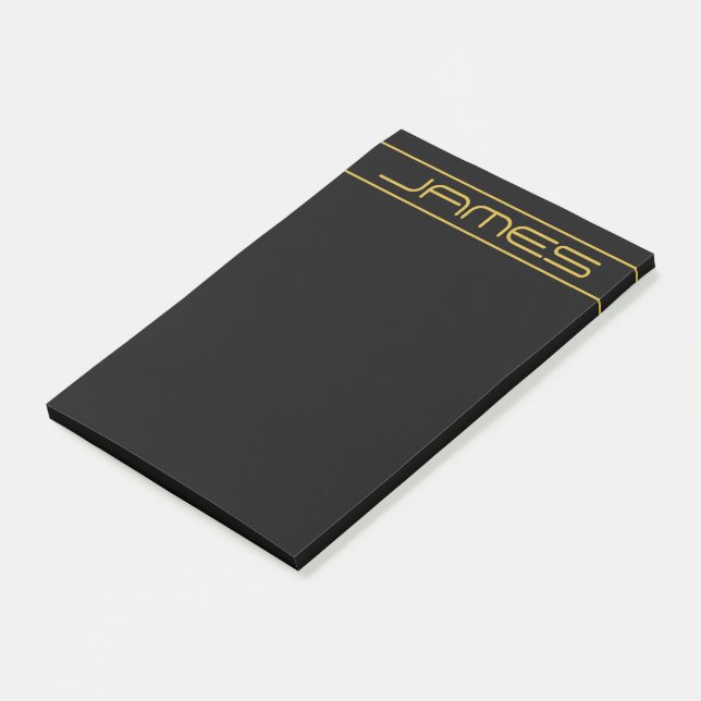 Modern Snyggt Editable Guld Text & Line Rand Post-it Block (Vinklad)