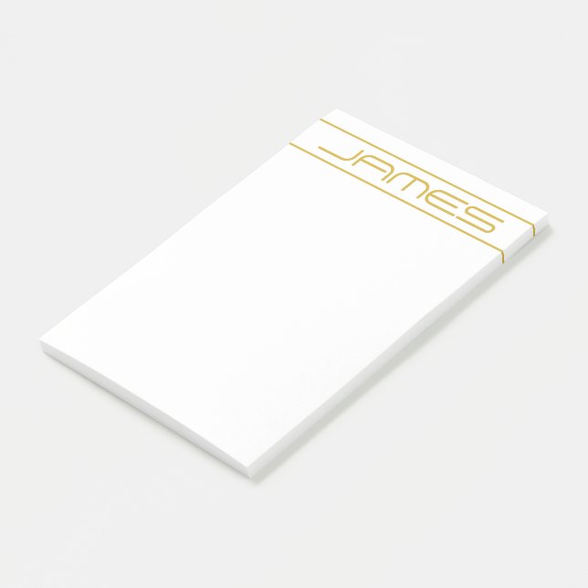 Modern Snyggt Editable Guld Text & Line Rand Post-it Block (Vinklad)