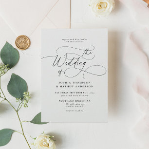Modern Snyggt Elegant Calligraphy Bröllop Inbjudningar