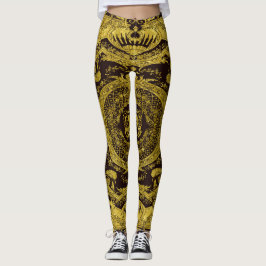 Modern Snyggt Elegant Guld Baroque Ornaments Leggings