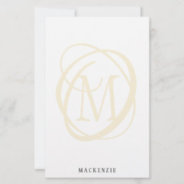 Modern Snyggt Elegant Guld Monogram Namn Brevpapper