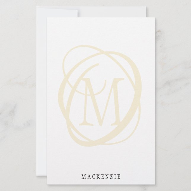 Modern Snyggt Elegant Guld Monogram Namn Brevpapper (Framsida)