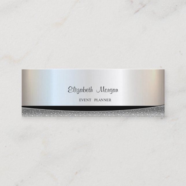 Modern Snyggt Elegant Silver, strimlad Mini Visitkort (Framsida)