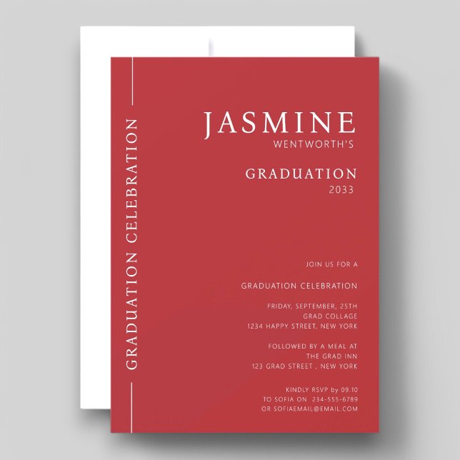 Modern snyggt elegant typografi student inbjudningar (modern simple elegant classy typography grauation invitation class of )