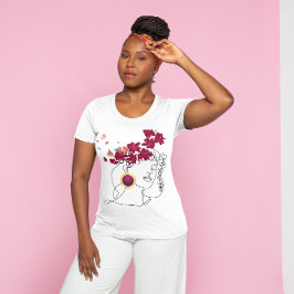 MODERN SNYGGT FEMININVEKTOR EMBOSEED RED FLOWER T SHIRT