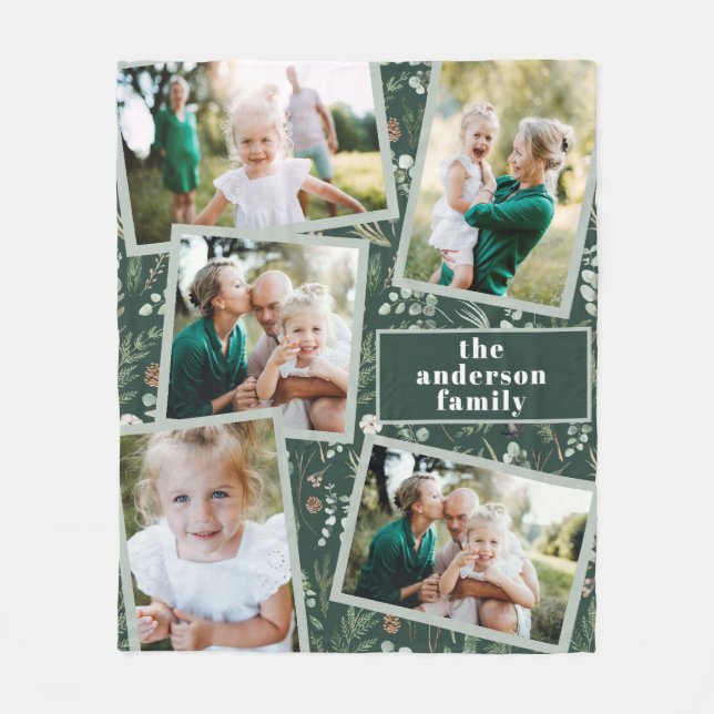 Modern snyggt för flera fotofamiljers hemretsdekan fleecefilt (Framsidan)