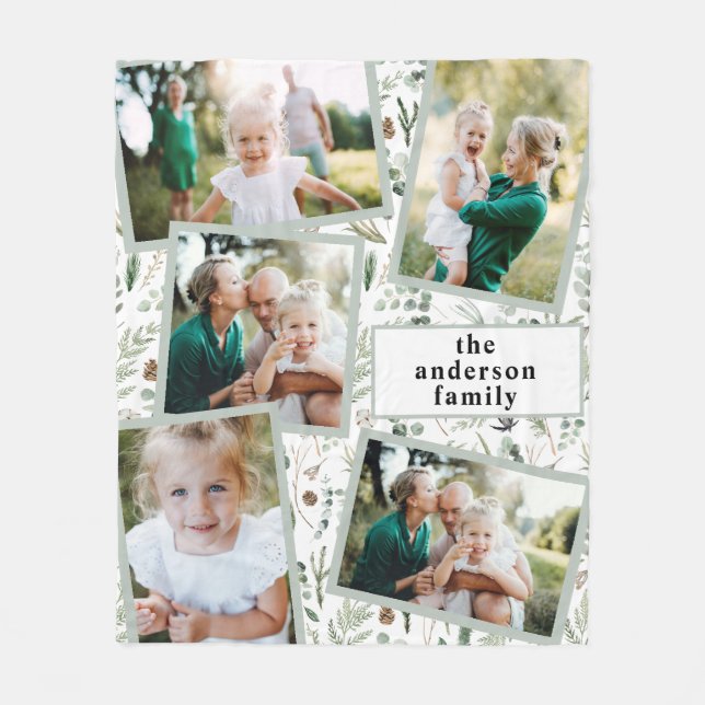 Modern snyggt för flera fotofamiljers hemretsdekan fleecefilt (Framsidan)