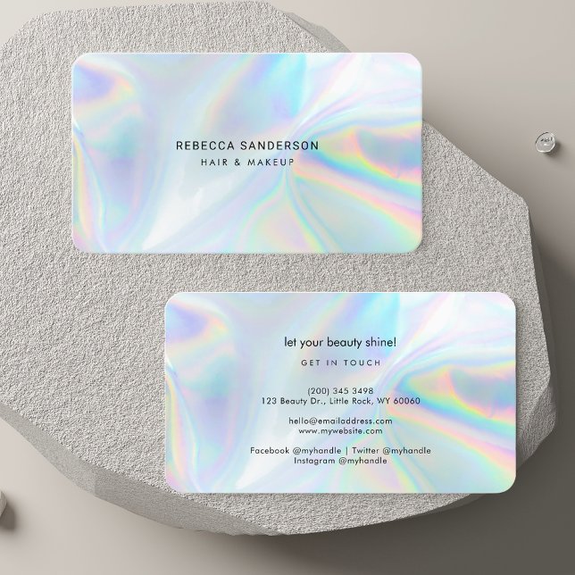 Modern Snyggt för holografisk skönhet Visitkort (Modern Holographic Beautician Makeup Stylish Business Card)