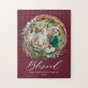 Modern snyggt för krans av bladkrans med välsignat pussel