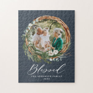 Modern snyggt för krans av bladkrans med välsignat pussel