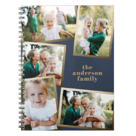 Modern snyggt för multifotofamilj i guld anteckningsbok