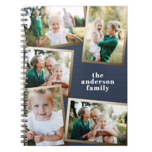 Modern snyggt för multifotofamilj i guld anteckningsbok