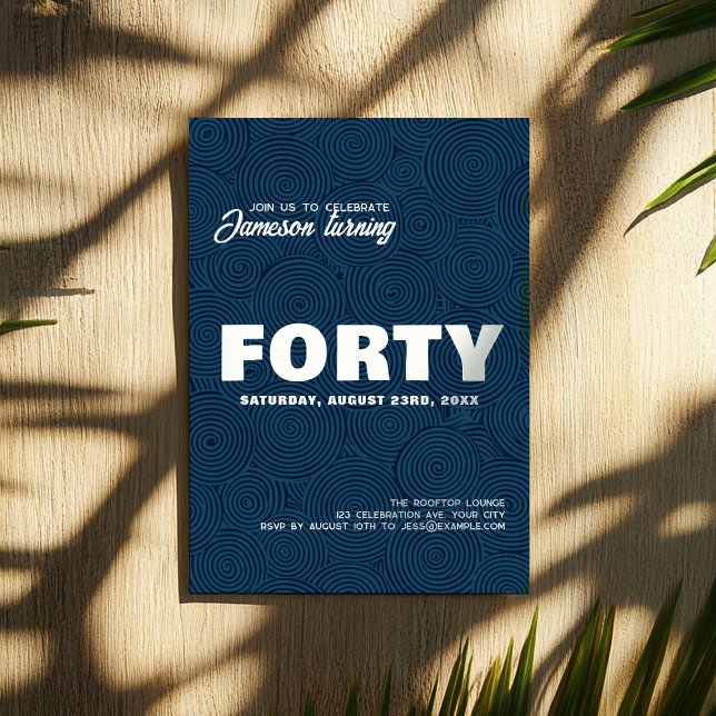 Modern Snyggt | Foto på 40:e födelsedagen Inbjudningar (Skapare uppladdad)