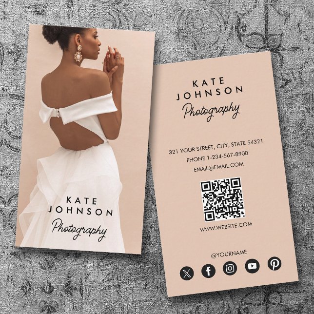 Modern Snyggt Fullt Foto Enkel fotografik Visitkort (Modern Stylish Full Photo Simple Photography Business Card)