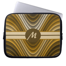 Modern Snyggt Golden Brown Vågar Monogram bärbar d Laptop Fodral