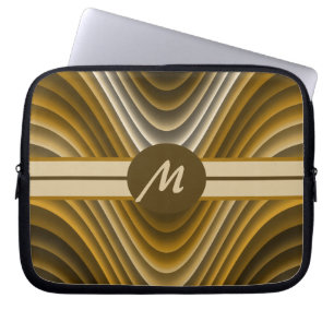 Modern Snyggt Golden Brown Vågar Monogram bärbar d Laptop Fodral