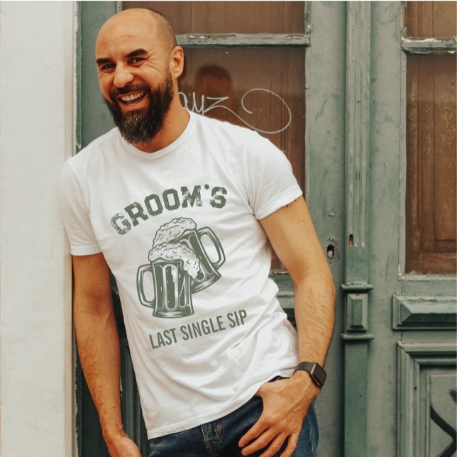 Modern Snyggt Grönt av sista öl, sip T Shirt (Modern groom Bachelors party t-shirt )