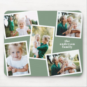 Modern snyggt grönt för flera fotofamiljsage musmatta