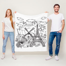 Modern snyggt hand plockade Eiffel Torn Paris Whit Fleecefilt