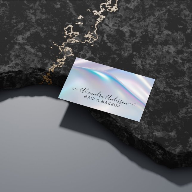 Modern Snyggt Holograf-Elegant, härkomst Visitkort (Modern Stylish Holographic Elegant Iridescent Business Card)