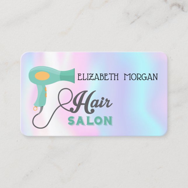 Modern Snyggt,Holografi,Hairdryer,Hair Salon Visitkort (Framsida)