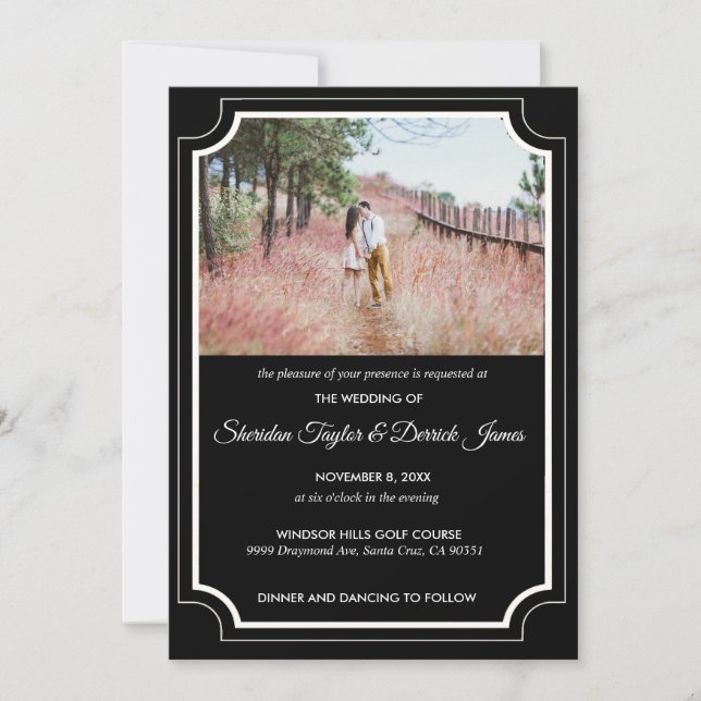 Modern Snyggt - inbjudan till svartvitt bröllop (Framsida)