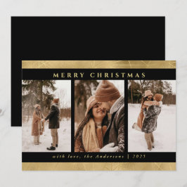 Modern Snyggt Jul Black & Faux Guld Photo Julkort