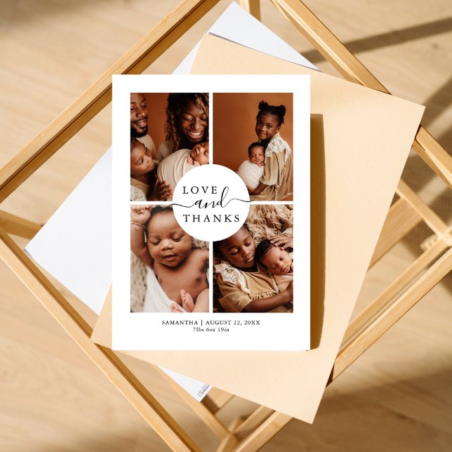 Modern Snyggt Kärlek Tack för fotot Birt-meddeland Kort (Skapare uppladdad)